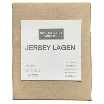 Nørgaard Madsen, Jersey lagen, 60x120 cm. Lys brun