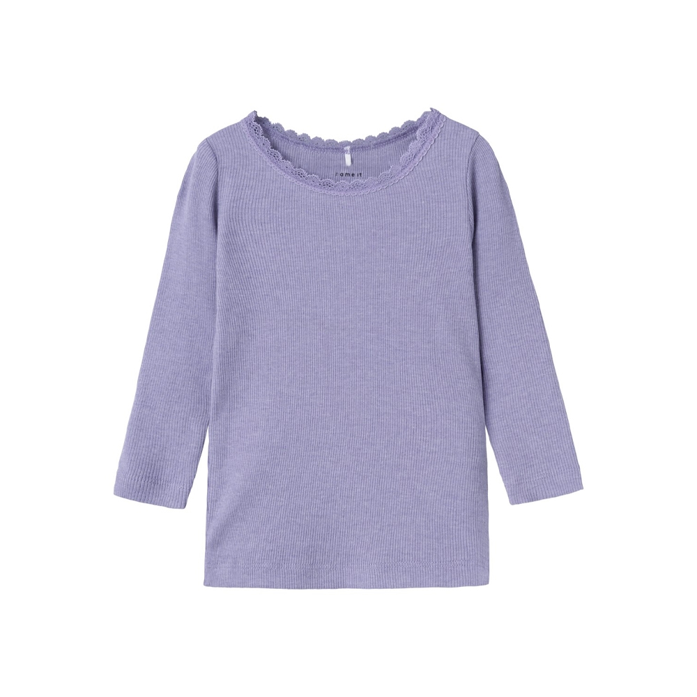 Name It Langærmet Rib Bluse, Heriloom lilac Melange, Str. 110