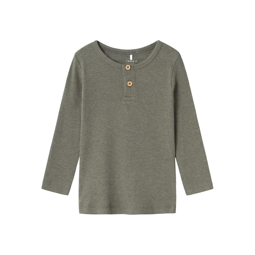 Name It Langærmet Rib Bluse, Dusty Olive, Str. 98