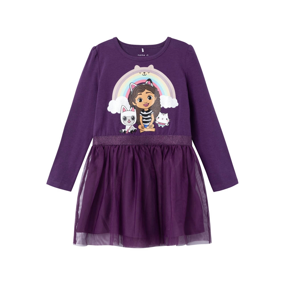 Name It Kjole, Gabby\'s dollhouse, Plum Purple, Str. 98