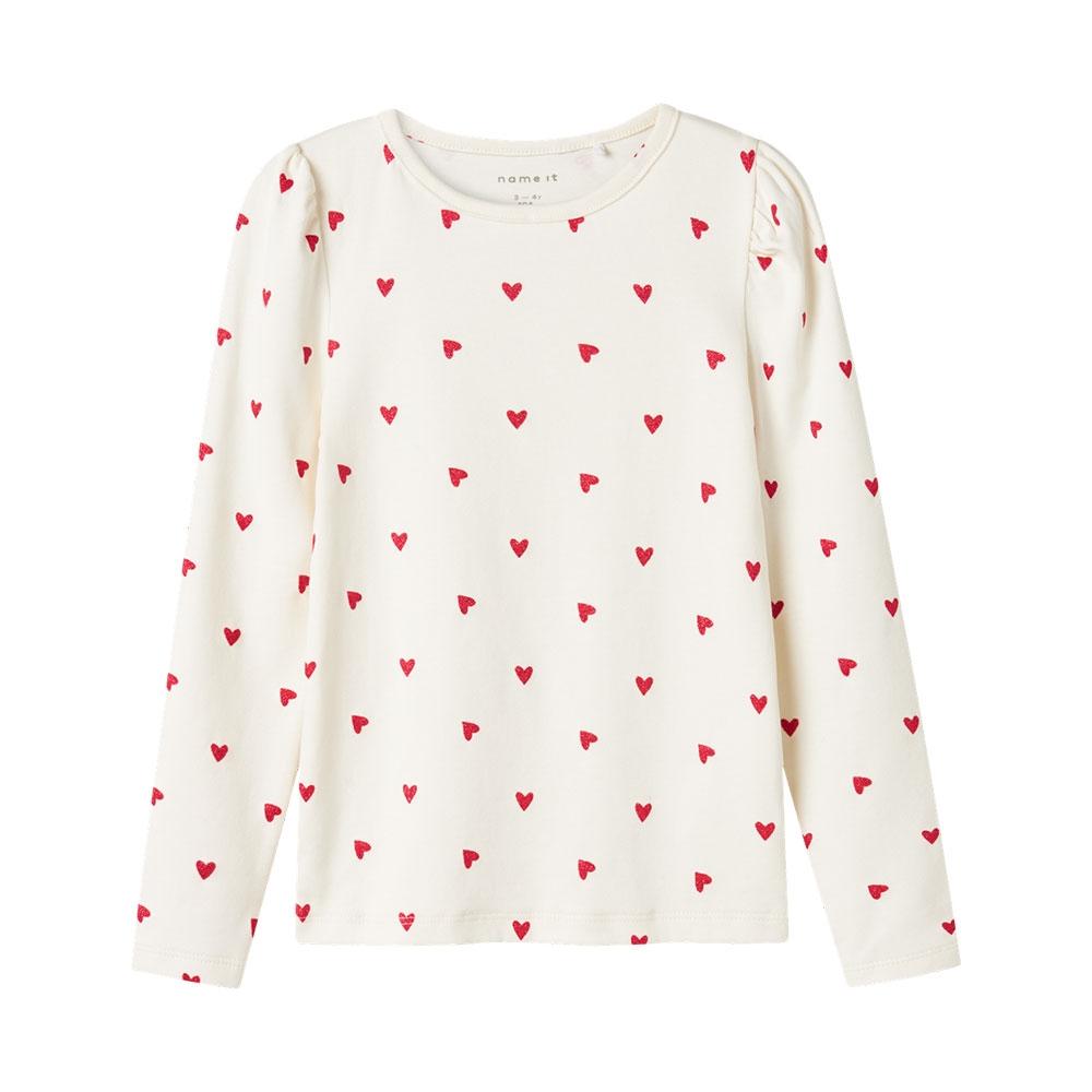 Name It - Nmfdheart Xsl Ls Top - Cloud Dancer