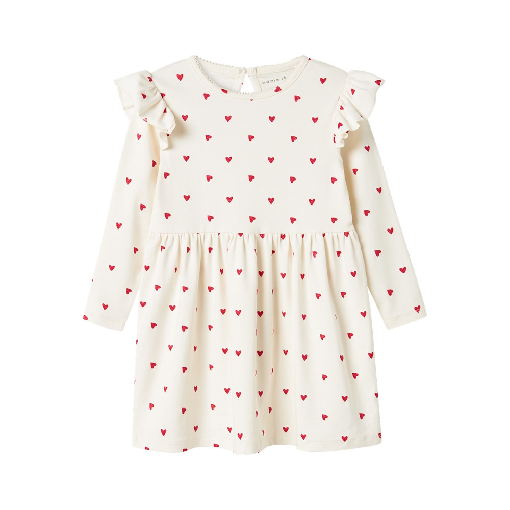 Name It - Nmfdheart Ls Dress - Cloud Dancer