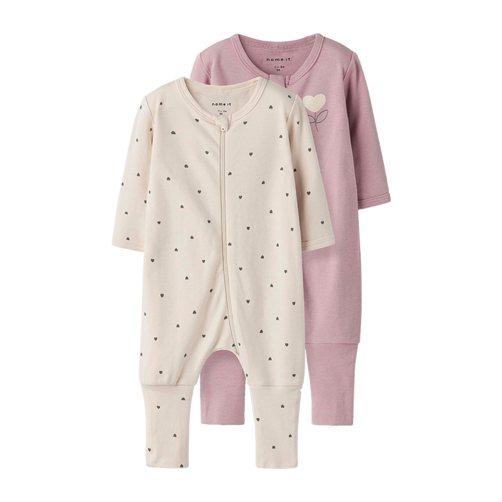 Name It - Nbfnightsuit 2P Zip Ff Heart Noos - Summer Sand