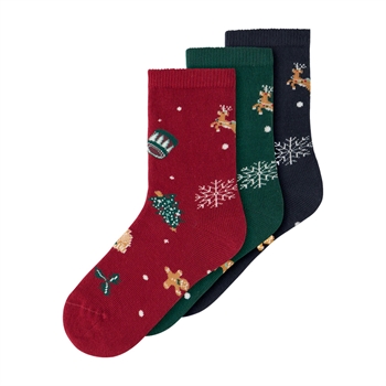 Name It - Nmnvismas 3P Sock - Jester Red/Navy Blaze