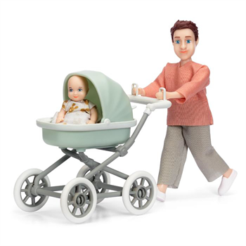 Lundby far m/baby i barnevogn
