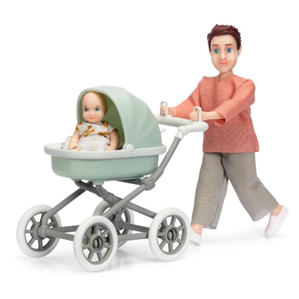 Lundby far m/baby i barnevogn