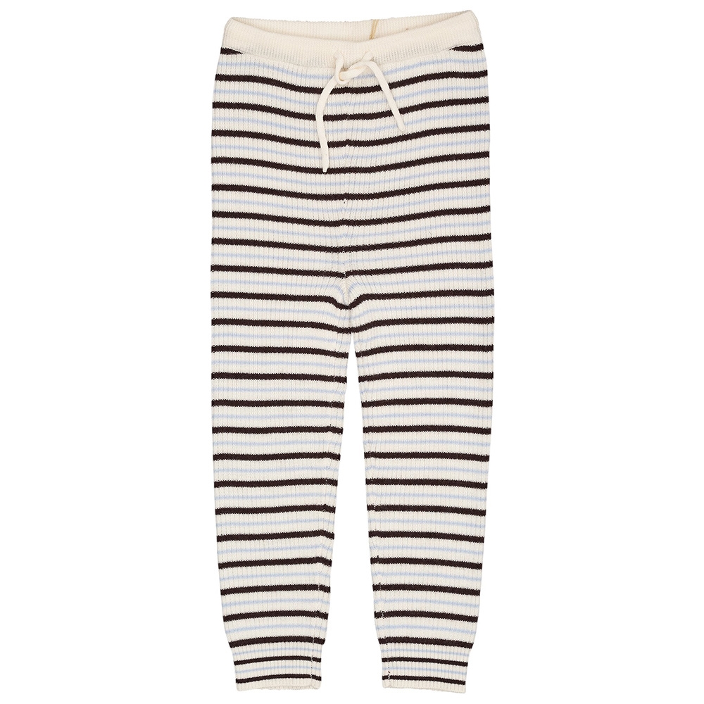 Copenhagen Colors Merino Rib Leggings, Cream/DK Brown/Dusty Blue Combi