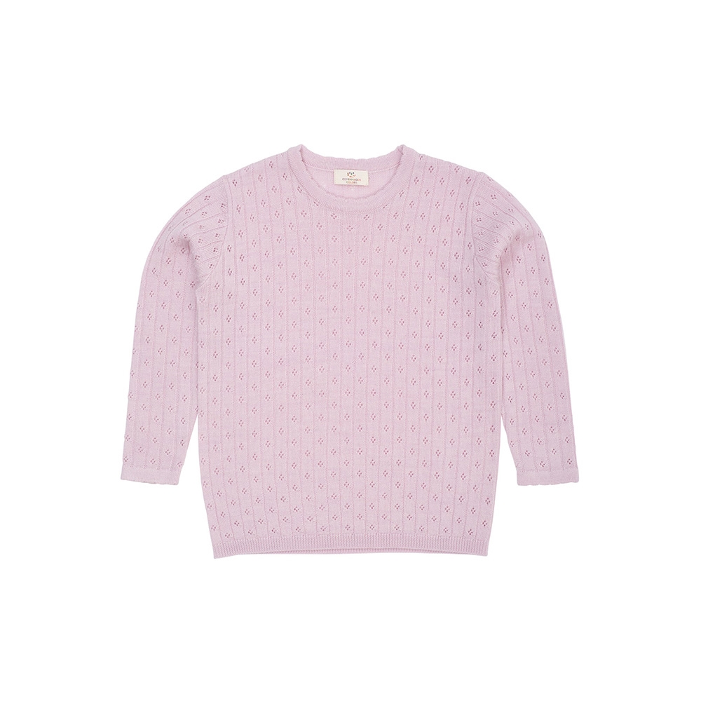 Copenhagen Colors Pointelle Bluse i Merinould, Lavender