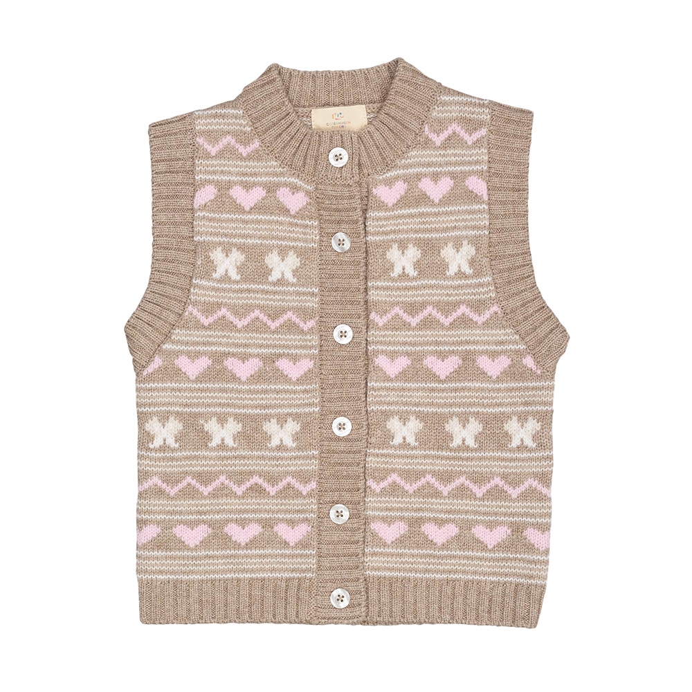 Copenhagen Colors Cashmere Mønstret Vest, Sand Comb