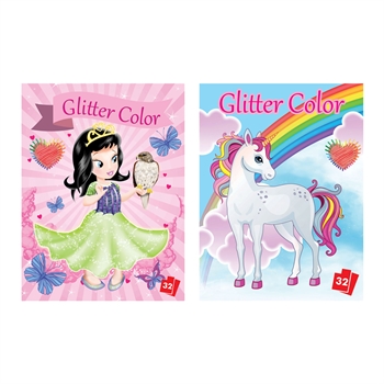 Glitter malebog m/32sider, assorteret