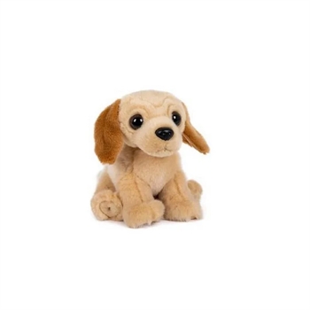 Hund siddende 20 cm beige/brun