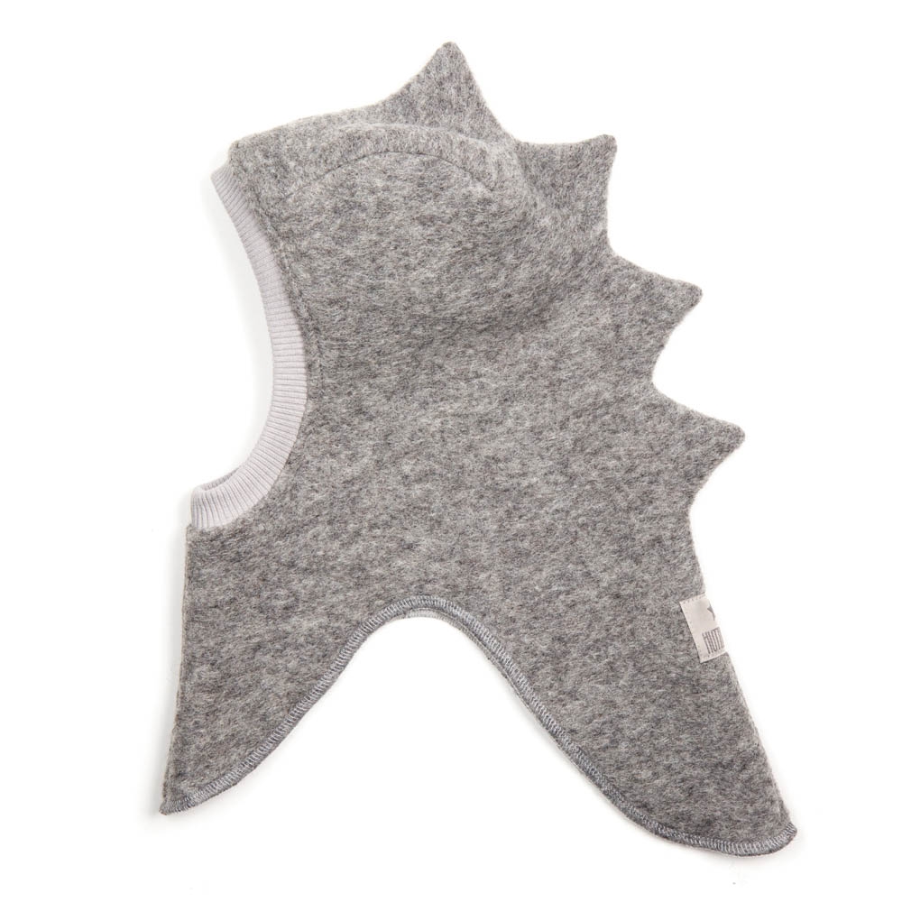 Huttelihut Balaclava Triangle, Dino, Light Grey Melange, Str. 2-4 år