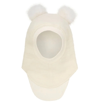 HUTTEliHUT - Balaclava Wool Alpaca Pompoms - White