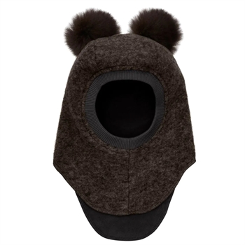 HUTTEliHUT - Balaclava Wool Alpaca Pompoms - Brown