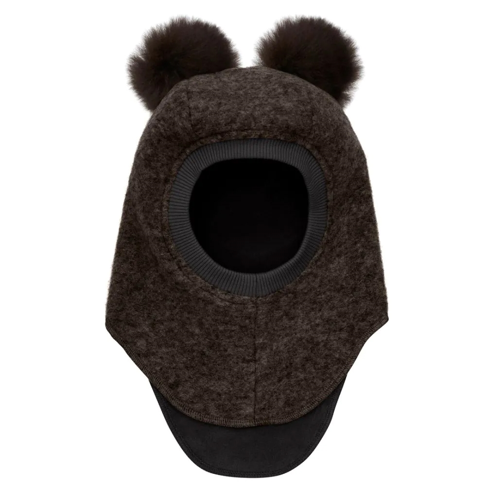 HUTTEliHUT - Balaclava Wool Alpaca Pompoms - Brown