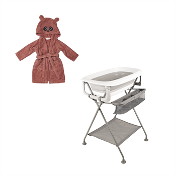 Badestartpakke - BabyTrold Foldebadekar med stativ og Nuuroo Badekåbe, 