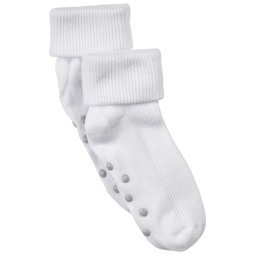 Minymo Baby Rib strømper m. ABS, White, 2-pak, Str. 19/22