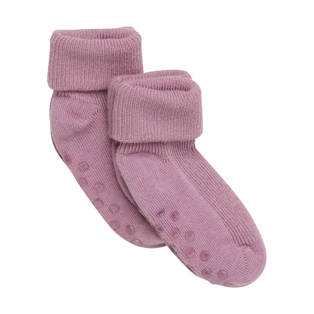 Minymo Baby Rib strømper m. ABS, Orchid Haze, 2-pak