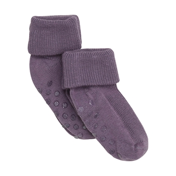 Minymo Baby Rib strømper m. ABS, Flint, 2-pak