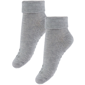 Minymo - Baby rib sock w. ABS (2-pack) - Light Grey Melange