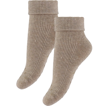 Minymo - Baby rib sock w. ABS (2-pack) - Silver Mink Melange