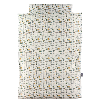 Nørgaard Madsen Babysengetøj, Hvid med grønne arbejdsmaskiner