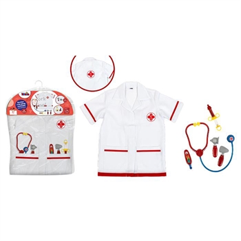 Lægekitel med redskaber til lægeleg