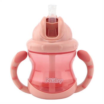 Nuby Drikkekop m. håndtag og sugerør - Pink