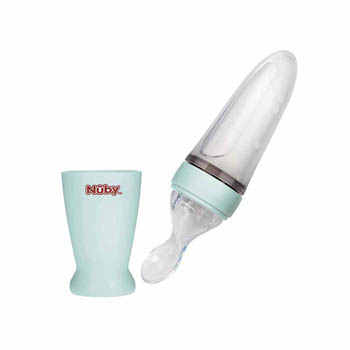 Nuby Madbeholder med ske - Grøn