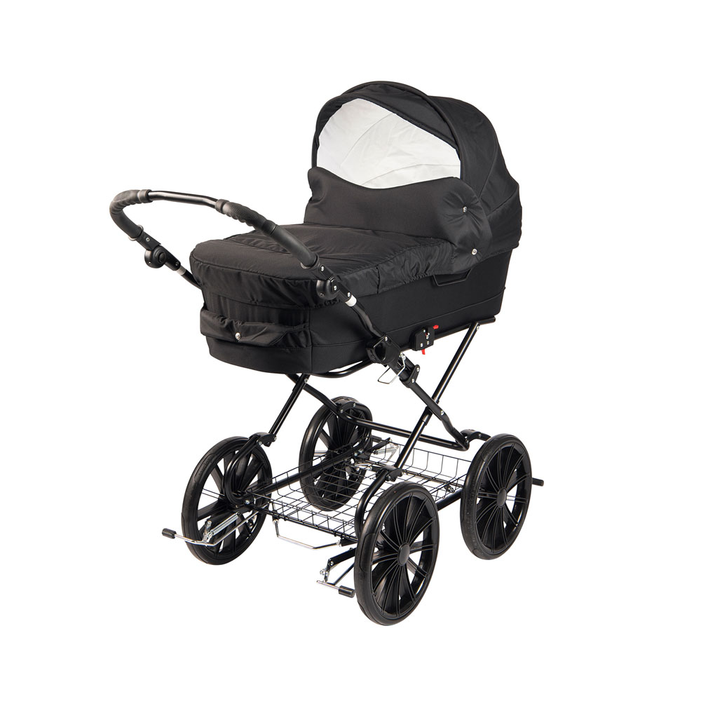 TRILLE Fix 14" Barnevogn, Sort. Integreret barnevognsrand med sjove dyr