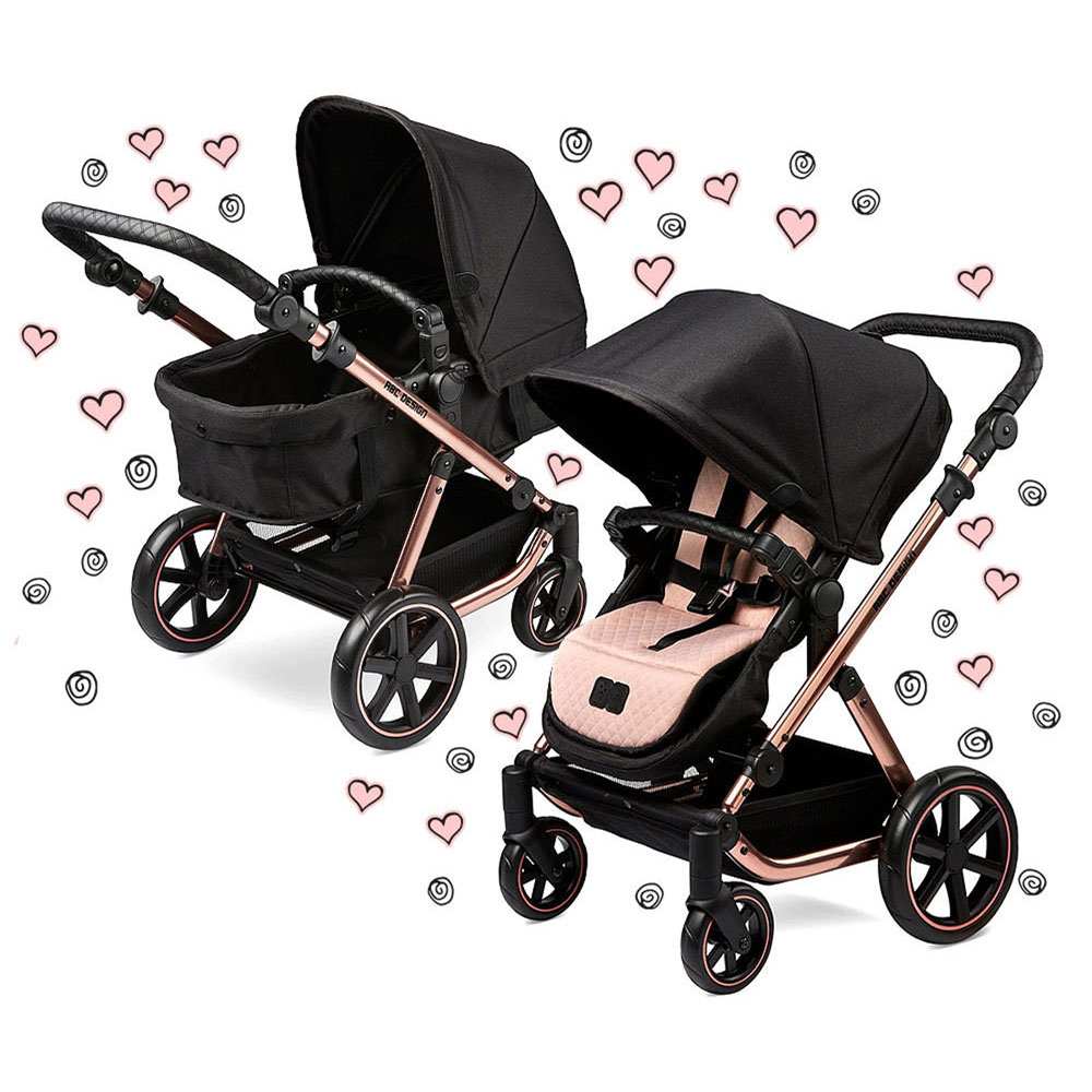 ABC Design Migno Dukkevogn, Sort/Rosa guld