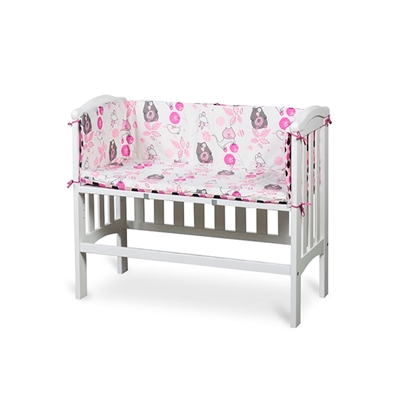 BabyTrold Madras og sengerand til Bedside Crib - Lilla Fugl