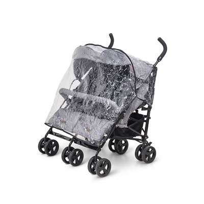BabyTrold Regnslag til tvillingeparaplyklapvogn, Transparent