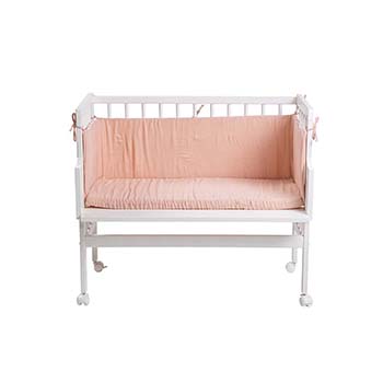 Markland Pure Musselin, Madras og sengerand til Bedside Crib, Rosa