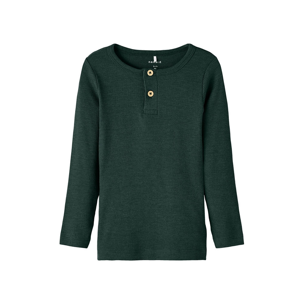 Name It Langærmet Rib Bluse, Pine Grove, Str. 98